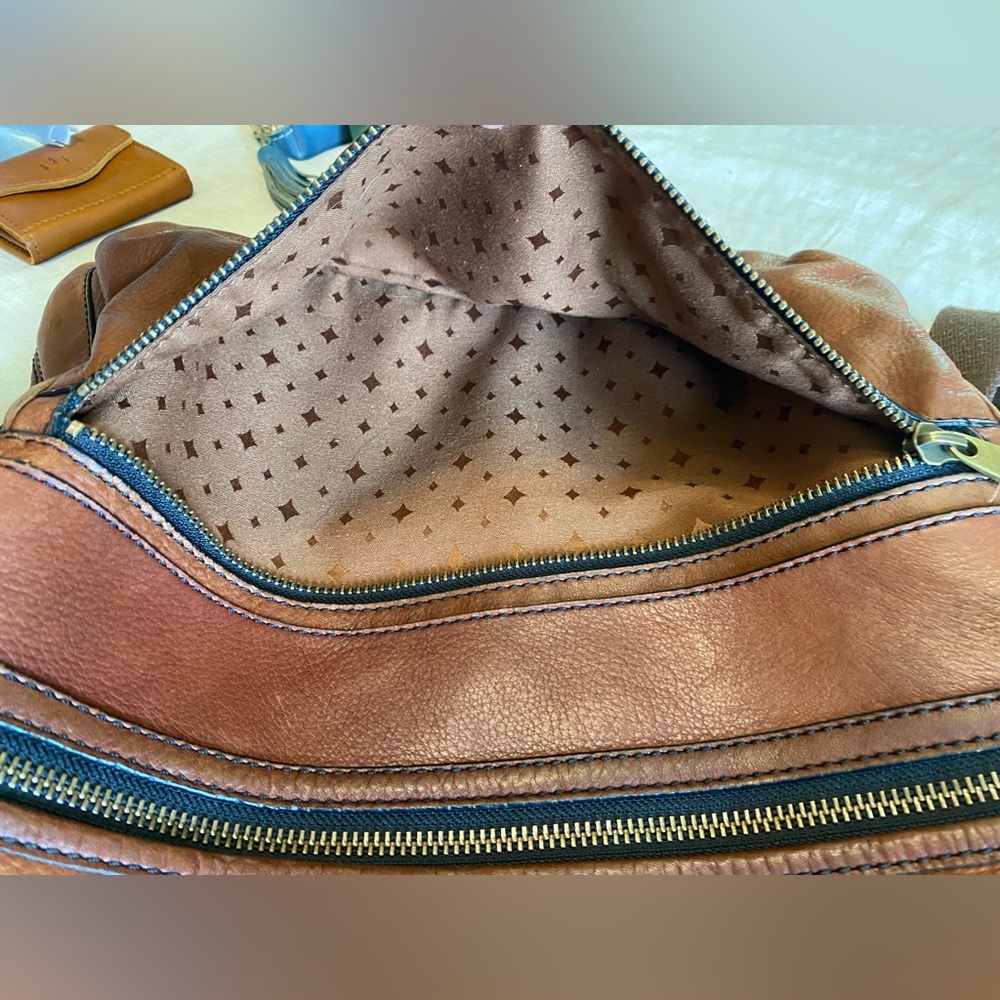 FOSSIL Leather Foldover Shoulder Crossbody Bag Tote Messanger - Picture 4 of 13